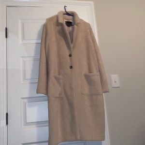 Sanctuary off white faux fur coat. L